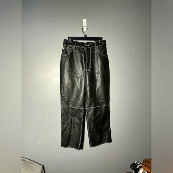 Free People The It Factor Vegan Faux Leather Wide Leg Pant Size 6 - Picture 2 of 6